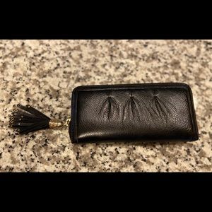 Cole Haan leather tassel clutch wallet